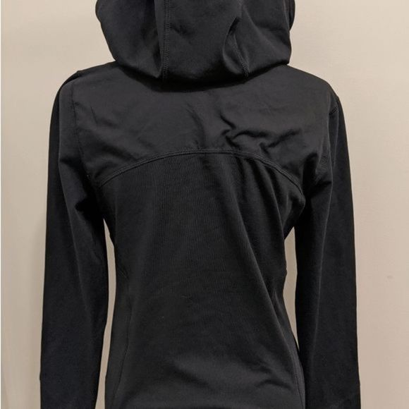 Women's ASICS Long Sleeve 1/4 Zip Top Black Pink Medium Hooded Heat Gear Running - Picture 5 of 5